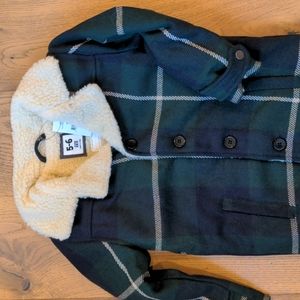 Sherpa lined plaid coat NWT size 5/6 Cotton on